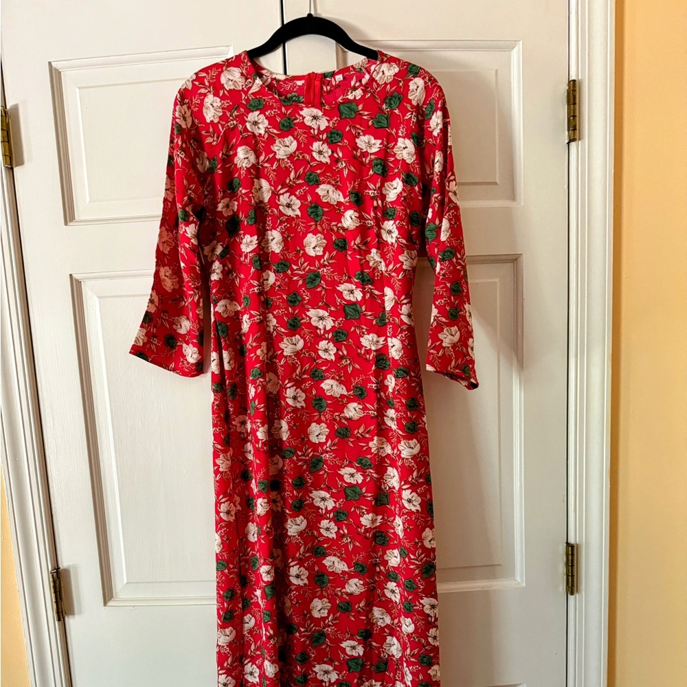 Floral Red Dress